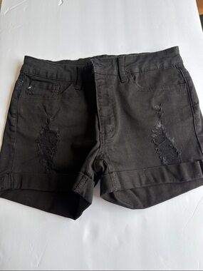 KanCan Black Distressed Denim Shorts
